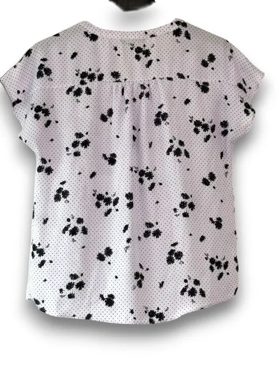 Banana Republic Floral Polka Dot Split Neck Blouse Size M - Picture 6 of 12